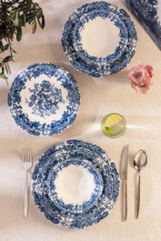 Hermia Emerala Blue Fulya Juego de Cena de 24 Piezas Blanco y Azul